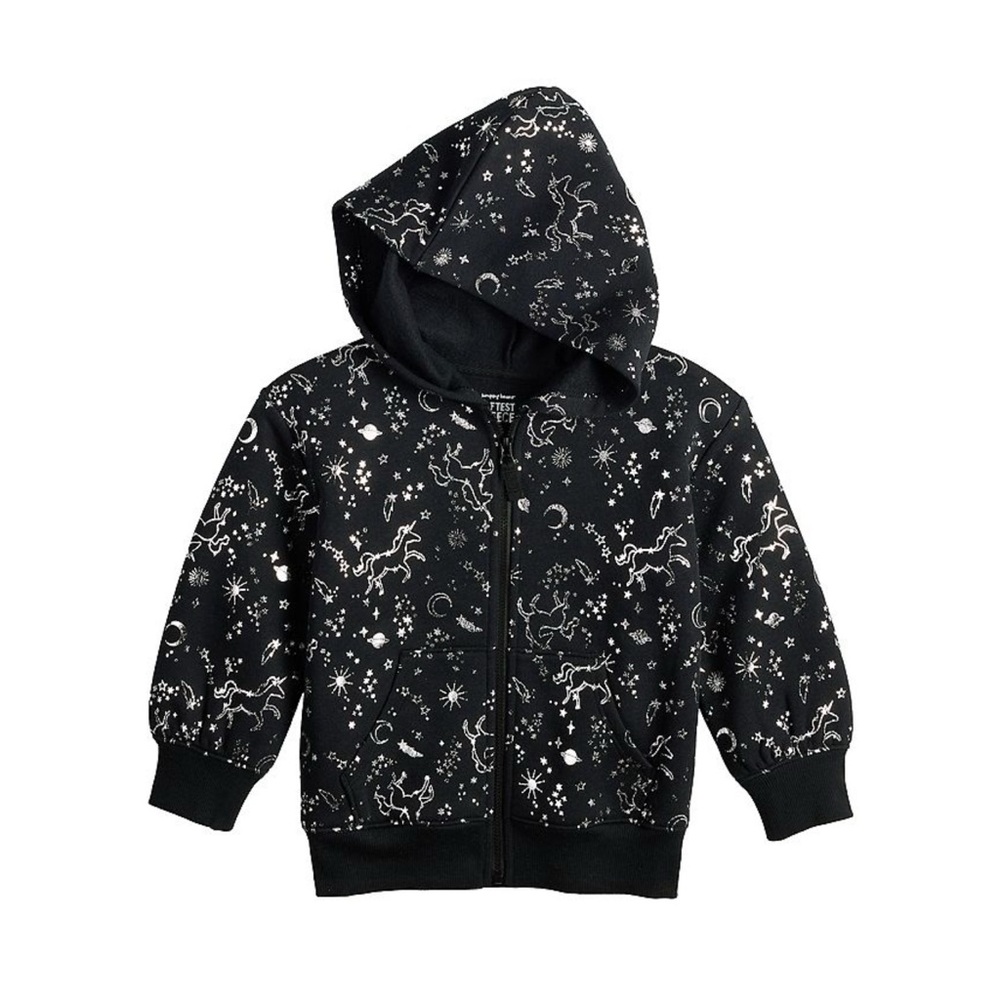 Sparkly Unicorns on Black Girls Soft Fleece Jacket 5T NWT - Picture 7 of 7